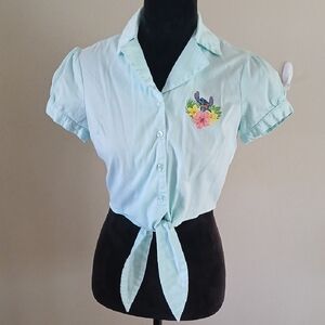 Disney STITCH Cropped Front Tie Blouse